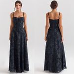 House Of CB  Esme midnight‎ blue lurex chiffon maxi dress NWOT size S Photo 2