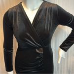 Babalet Velvet‎ Dress Long Sleeve V Neck Ruched Bodycon Wrap Evening Dress M Black Size M Photo 6