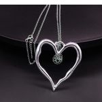 Hollow Ball Silver Heart Pendant Long Sweater Necklace with 30" Adjustable Chain Photo 1