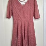 Love, Fire  Fit and Flare Dress Woman’s size large Lace up back Dusty Rose Photo 0