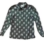 Jaeger Women's Black and White Silk Business Casual Lingerie Sleeve Blouse SizeM Photo 0