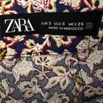 ZARA  Wrap Mini Skirt Womens S Navy Floral Shell Trim Boho Beachy Cottagecore Photo 6