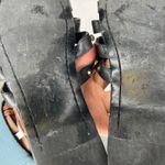 Ioannis Black Leather Gladiator Sandals Studded Wood Beads Slide Photo 5