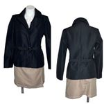 United Colors Of Benetton BENETTON Black Jacket Blazer Belted Snap Closure Lined Oversized Collar Size 44 Photo 14
