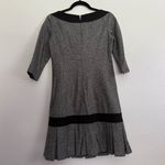 Pendleton  Boat Neck Pleated Wool Silk Sheath Dress in Gray Black 6 P Photo 4
