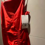 ZARA Red Satin Midi Dress Photo 4