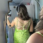 ZARA  Floral Spaghetti Strap Mini Slip Dress Lime Green XL Photo 6