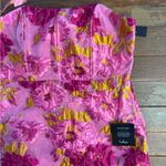 Lulus NWT  Upgraded Event Pink Jacquard Strapless Bustier Midi Dress ~ Sz XL 🧡🍄 Photo 9