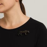 Vintage Tiger Panther Pin Brooch for shirt or scarf. Black Gold Photo 1