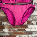 Lucky Brand  2 Piece Swimsuit Medium Pink Bikini Top & Hipster Bottom Embroidered Photo 2