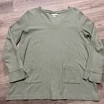 J.Jill  Sweater Womens V Neck Pullover Green Knit Pocket Casual Size M Photo 1