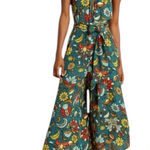 Anthropologie Geneva Halter Wide Leg Floral Jumpsuit Green Size XS Photo 0
