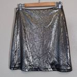 Hutch  Anthropologie Silver Metallic Mini Skirt Womens 2 Party Formal Classic Photo 0
