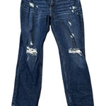 Old Navy  High Rise Slouchy Straight Jeans Distressed Raw Hem Indigo 10 Photo 0