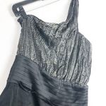 Ramy Brook  Scarlett Black Jumpsuit Size 8 One Shoulder Satin Velvet Wide Leg Photo 6