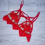 For Love & Lemons  skivvies red lace appliqué sheer strapy bralette lingerie to Photo 8