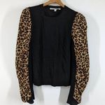 Veronica Beard  Adler Mixed Media Animal Print Sweater Size Small Wool Silk FLAWS Photo 0