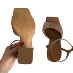 Open Edit Austyn Tan Mocha Quilted Ankle Strap Block Heel Sandals Size 5.5 Photo 5