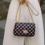 Bebe  Liv Logo Monogram Crossbody Black Light Pink Gold Chain NWT Photo 1