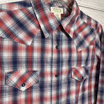 Wrangler Small As Real As Large Red Blue Plaid Western Snap Button Womens Shirt Photo 0