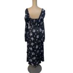 Anthropologie  Maeve Midi Dress Long Sleeve Hedy Ruffled Black Purple Floral Sz 4 Photo 7