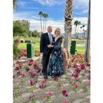 Badgley Mischka  Black Green Floral Long Sleeve V-Neck Pleated Gown Size 4 Photo 3