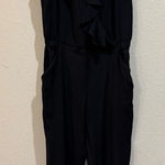 Parker Womens Black Ruffled V Neck Ruched Jumpsuit SZ 0 BHFO 7010 Photo 0