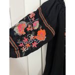 Poof! Black Boho Colorful Embroidered Tunic Mini Dress  Size Medium Peasant Resort Photo 4
