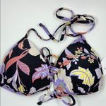 Hula Honey Women's Black Stretch Lace-Up Tie Luna Triangle Swimsuit Top M NWT Photo 1