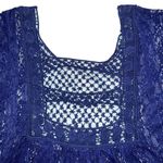 Deb Poncho Blouse Top Blue Wide Cut Lace Accent Cutout Back XL Size 1X Photo 3