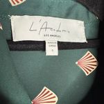 L'Academie  All Over Seashell Print Classic Button Up Blouse Size Small Green Red Photo 3