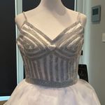 None Women’s White and Silver Short Prom Party Dress Size S NWT Photo 1