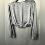 Forever 21  Blue/Silver Satin Wrap Crop Top Size Medium Photo 5