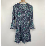 Maeve  Florence Floral Print Swing Mini Dress Bell Sleeve Blue Womens Medium Photo 3