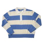 J.Crew NWT Collared Cashmere Sweater in Heather Blue Muslin Rugby Stripe M Photo 2
