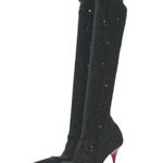 Christian Louboutin 80 Sock Knee-High Boots Black Metallic Stretch Knit EU 37 Photo 0