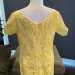 Women’s Yellow Lace Full Length Dress Mother of the Bride Small Train Size L Yellow Size L Photo 5