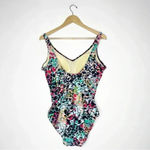 Aqua Green Multi Black One Piece Swim Suit Size Large Photo 7