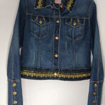Candie's Vtg Y2K Glam Blue Denim Gold Embellished Sequin Distressed Boho Western Photo 0