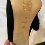 Raye  Black Suede Peep Toe Slip On White Python Print Chunky Heels Womens 9.5 Photo 3