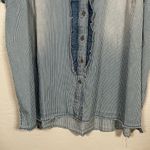 Lane Bryant  Women Plus Size 20 Striped Denim Blouse Button Front Ruffle Cotton Photo 1