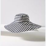 Anthropologie  Navy White Striped Floppy Sun Hat Wide Brim NWT Photo 1