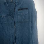 Elizabeth and James Blue Rumpled Bedford Jacket Shirt Size Medium $295 Photo 3