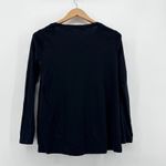 J.Jill  Pima Cotton V Neck Long Sleeve Tee Black Size Small Side Slits Soft Photo 3