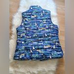 NWT Island Republic Sail Boat Print Puffer Vest Blue sz Medium Photo 3