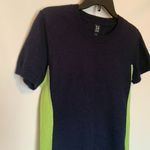 Vintage H Hilfiger Angora Navy and Lime Short Sleeve Sweater Blue Size L Photo 1