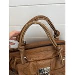 Guess Vintage 80s Large Ostrich Embossed Satchel Handbag Brown Large Lock Detail Photo 6