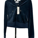 Juicy Couture New OG Big Bling Velour Full Zip Hoodie M Regal Blue Photo 0