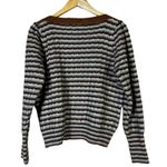 Nine West  Striped Knit Sweater Womens M Crew Neck Brown Blue Preppy Cozy Fall Photo 4