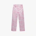 ZARA  High Rise Baggy Pink Tie Dye Jeans Photo 1